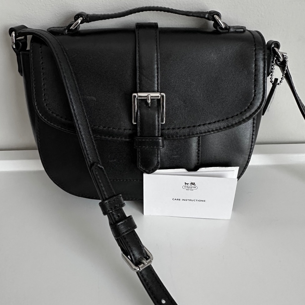 Coach Charlie Leather Anderson Black Leather Crossbody Shoulder Flap Bag F51286